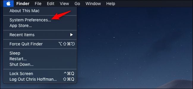 System Preferences option in Apple menu