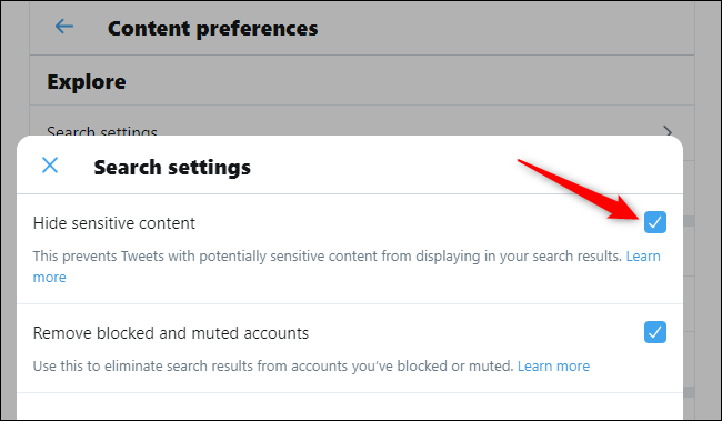 Viewing sensitive content in Twitter searches