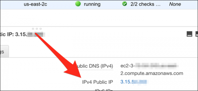 Look for your instance's IPv4 Public IP.