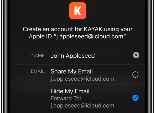 Creating an account using Sign In With Apple.