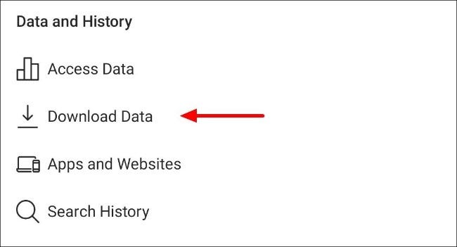 Click the download data button in Instagram app settings