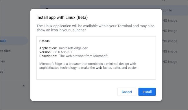 Install Microsoft Edge's Linux app on Chromebook