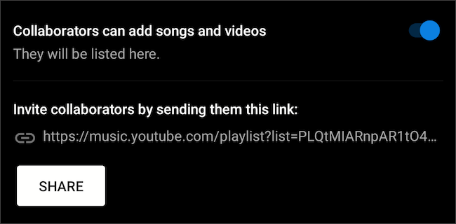 Invite collaborators on a YouTube Music playlist