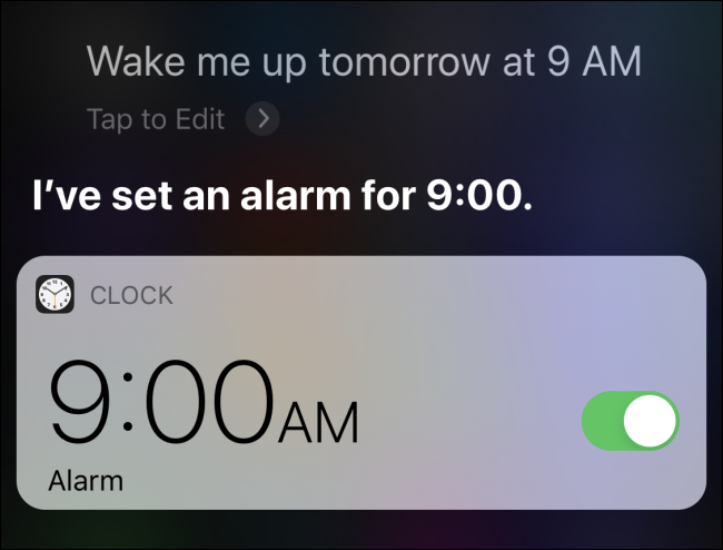 Setting an alarm on iPhone using Siri