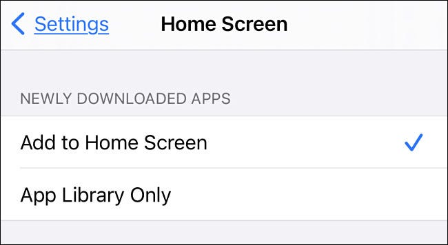 The Home Screen menu in iOS 14.