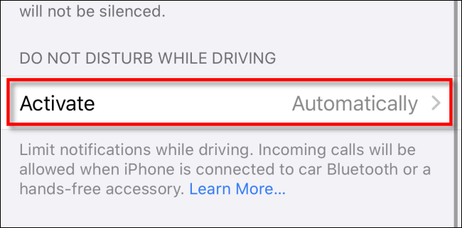 In iPhone Do Not Disturb settings, tap Activate.