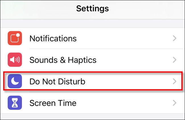 Tap Do Not Disturb in Settings on iPhone.