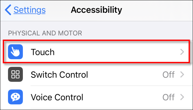 Tap Touch in Settings on iPhone or iPad