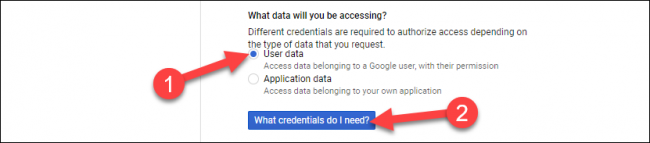 Select User Data, and then click What Credentials Do I Need?