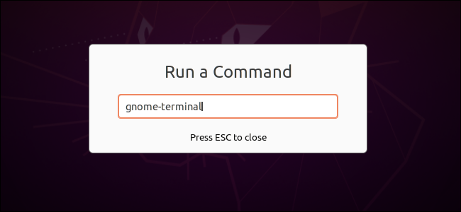 Running a command to open a terminal in GNOME's Run a Command dialog.