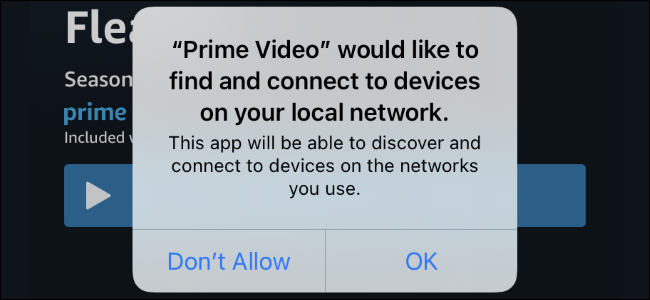 The local network permission prompt on an iPhone with iOS 14