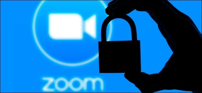 A silhouette of a padlock in front of a Zoom logo.