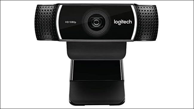 A Logitech clip-on HD webcam.