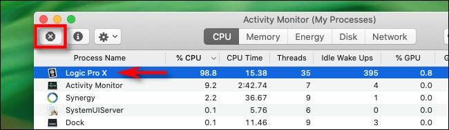 In Activity Monitor on Mac, select the process and click the Stop button.