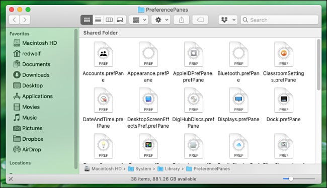 Mac Preference Pane files as seen in Finder.