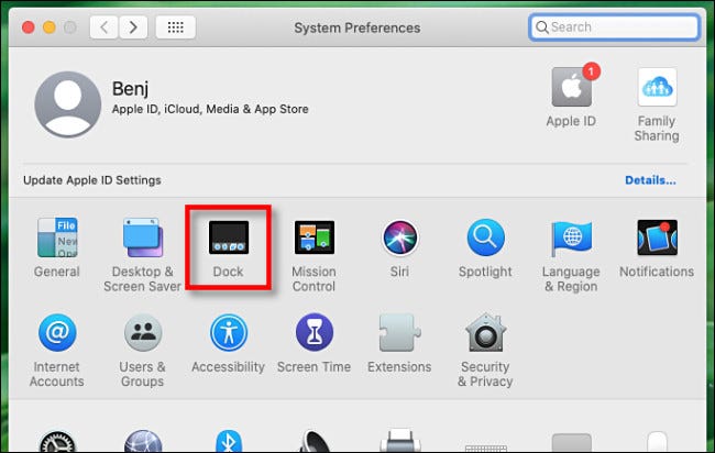 In System Preferences on Mac, click Dock.