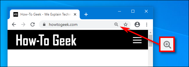 While using Zoom in Chrome, a magnifying glass icon will appear on the address bar