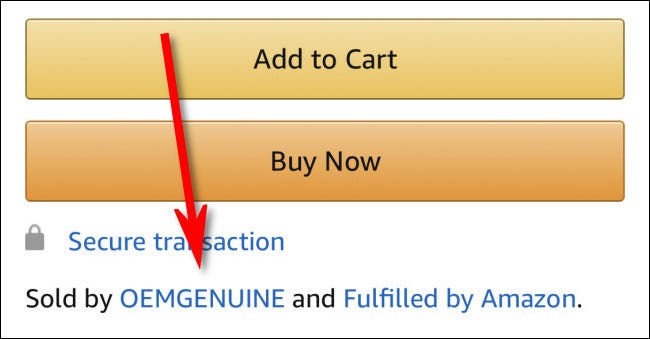 A listing for a product Sold by OEMGENUINE and Fulfilled by Amazon in the Amazon App.