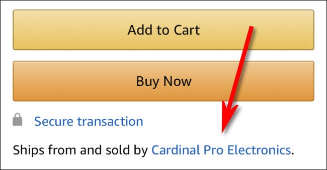 A listing for a product Sold from and Shipped by Cardinal Pro Electronics in the Amazon App.