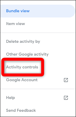 My Google Activity Click Activity Controls
