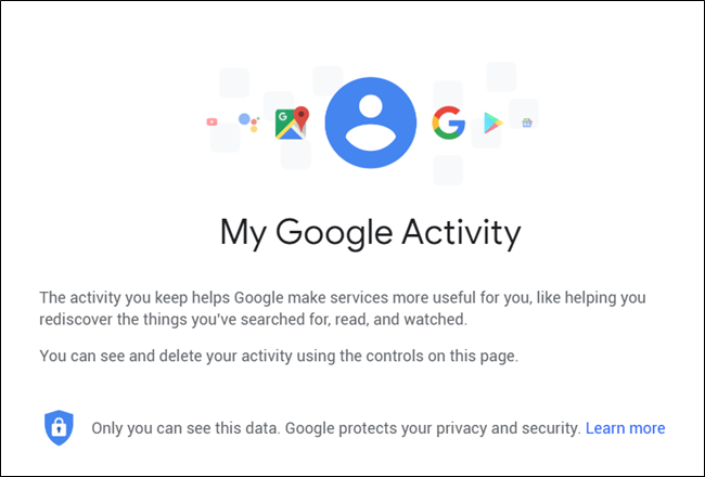 My Google Activity Landing Page
