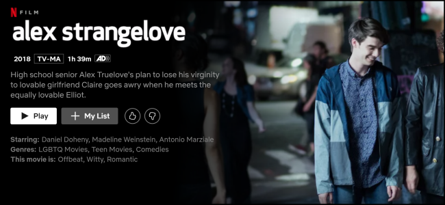 The Alex Strangelove page on Netflix.