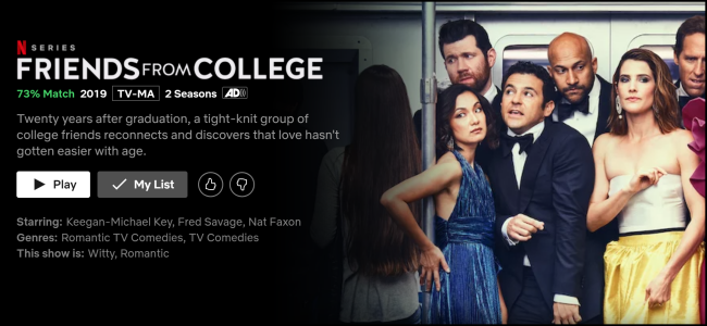 The Friends From College watch page on Netflix.
