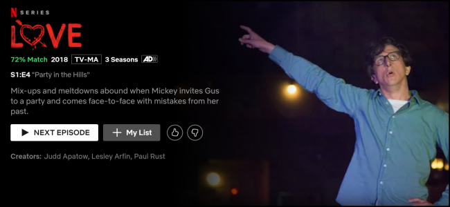 The Love watch page on Netflix.