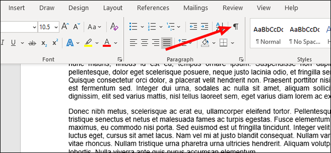 non-printing characters icon