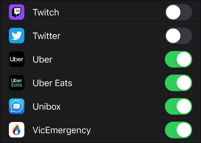 Apple Watch notifications list