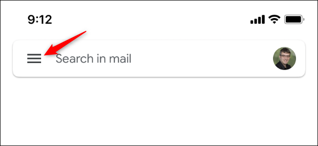 The button that opens Gmail's menu on iPhone.