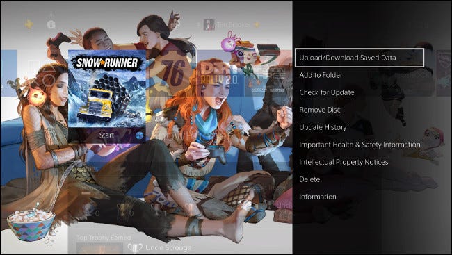 Select Upload/Download Saved Data on the PS4 Home screen.