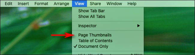 We clicked View and Page Thumbnails to create a keyboard shortcut.