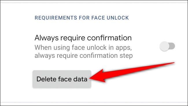 Google Pixel 4 Tap Delete Face Data