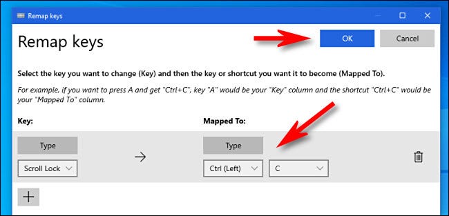 Select the Mapped To target, then click OK.
