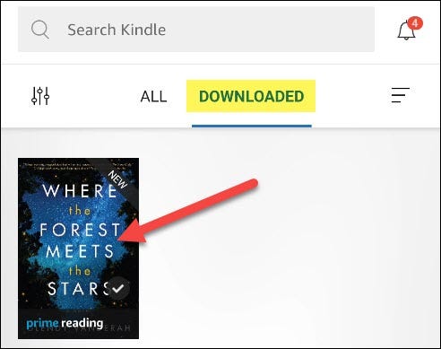 An eBook in the Downloaded section on the Kindle app.