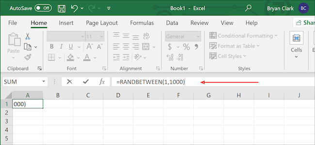 Excel random number formula