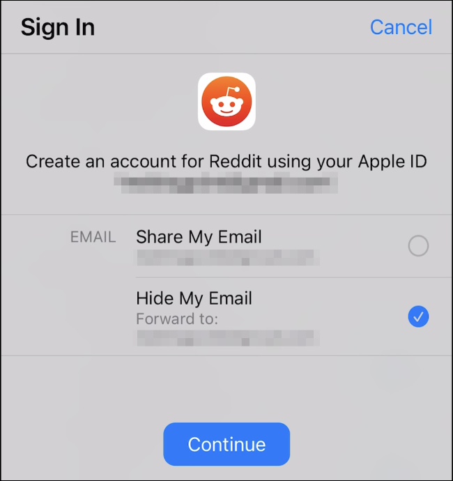 Sign in with Apple to Create a New Account