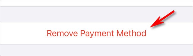 Tap Remove Payment Method
