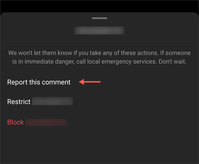 Report offensive comments on Instagram