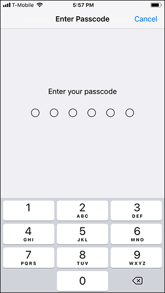 Type your passcode.