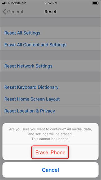 Tap Erase iPhone again.