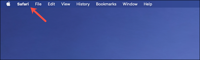 Click Safari in the menu bar