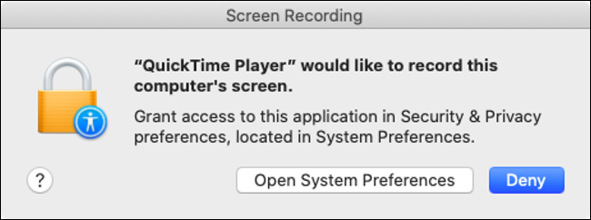 macOS Catalina Screen Recording Permission Prompt