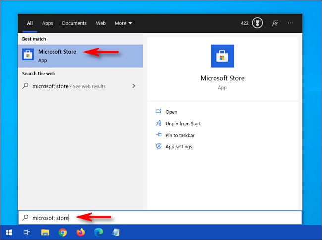 Open the Start menu and search for Microsoft Store, then click the Microsoft Store icon.