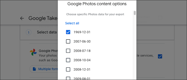 Select Google Photos album for backup