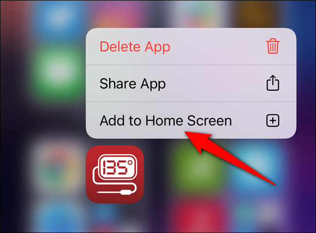 Select the Add to Home Screen button from the context menu