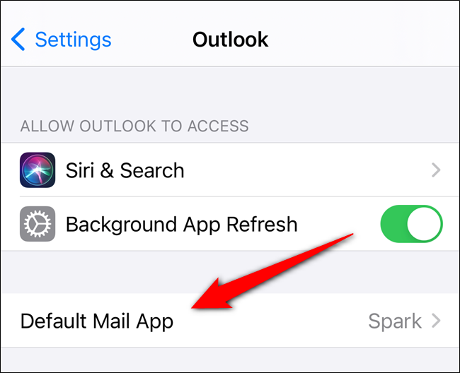 Select the Default Mail App option