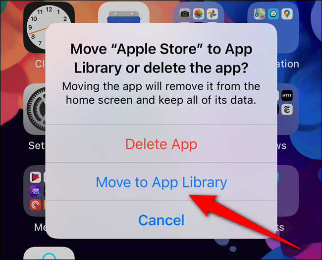 Select the Move to App Library button