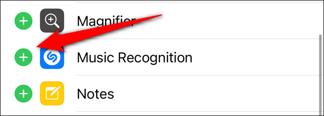 Select the + icon next to Music Recognition